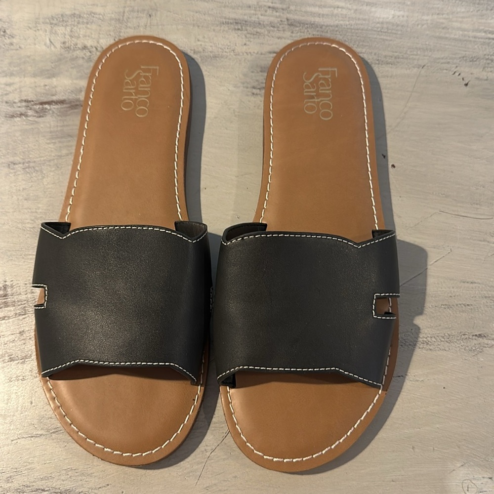 Franco Sarto Women's Romana Slide Sandal Black/Tan - Picture 4 of 6